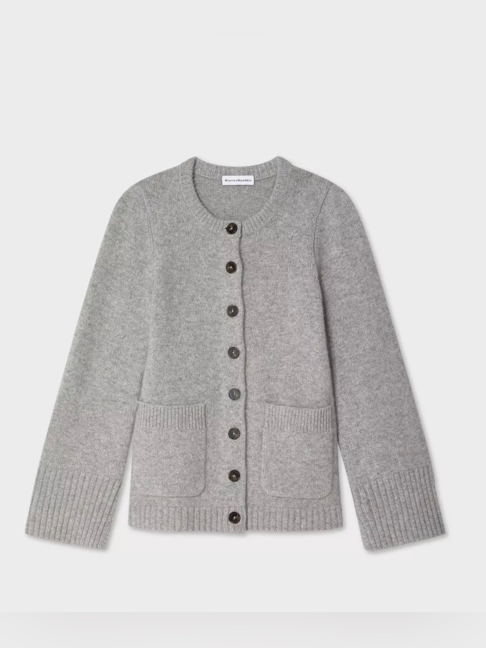 White + Warren 100% Cashmere Gray Button Cardigan M